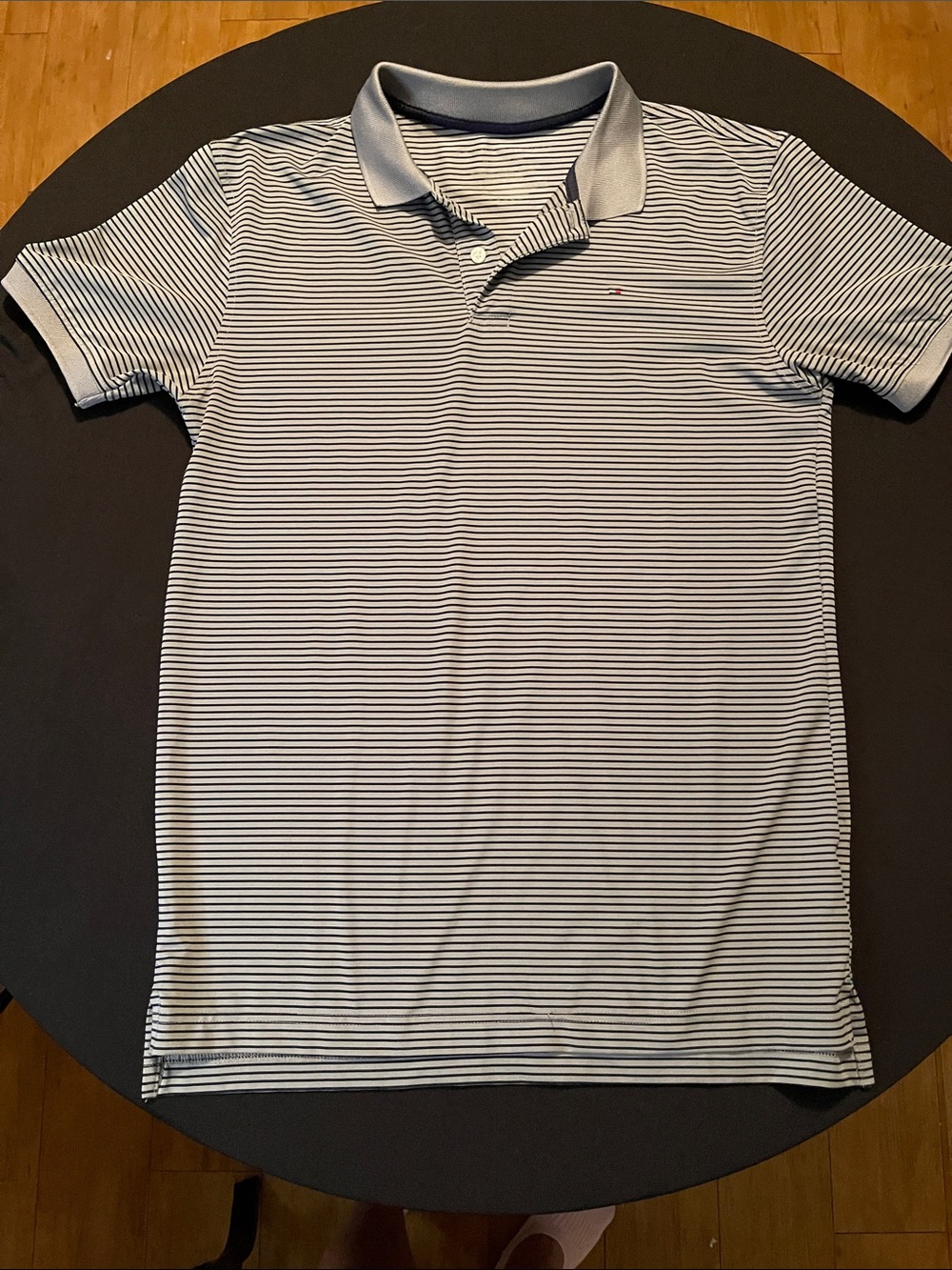 Tommy Hilfiger Men's Narrow Gray & Black Striped Polo. XL LIKE NEW